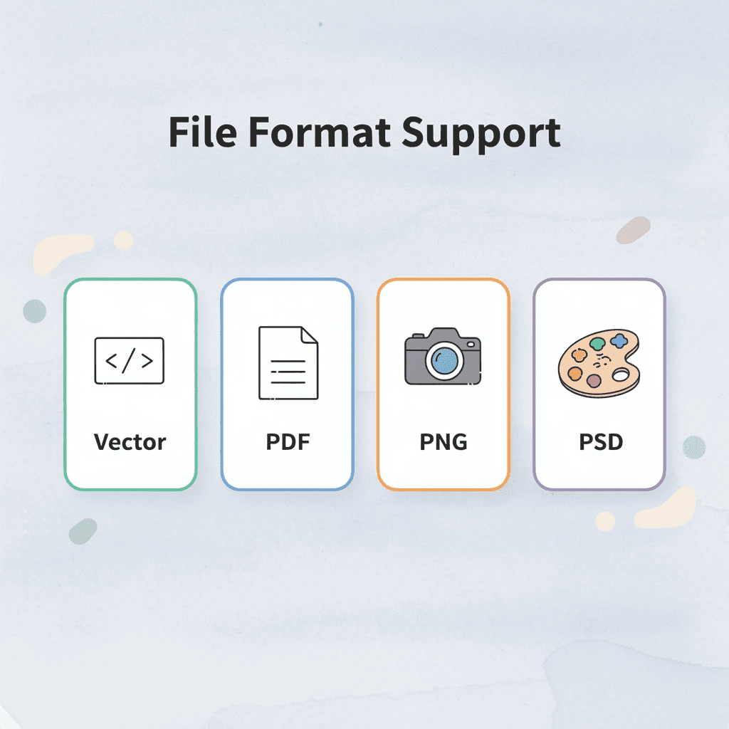 Infographic showing supported file formats for custom t-shirt printing