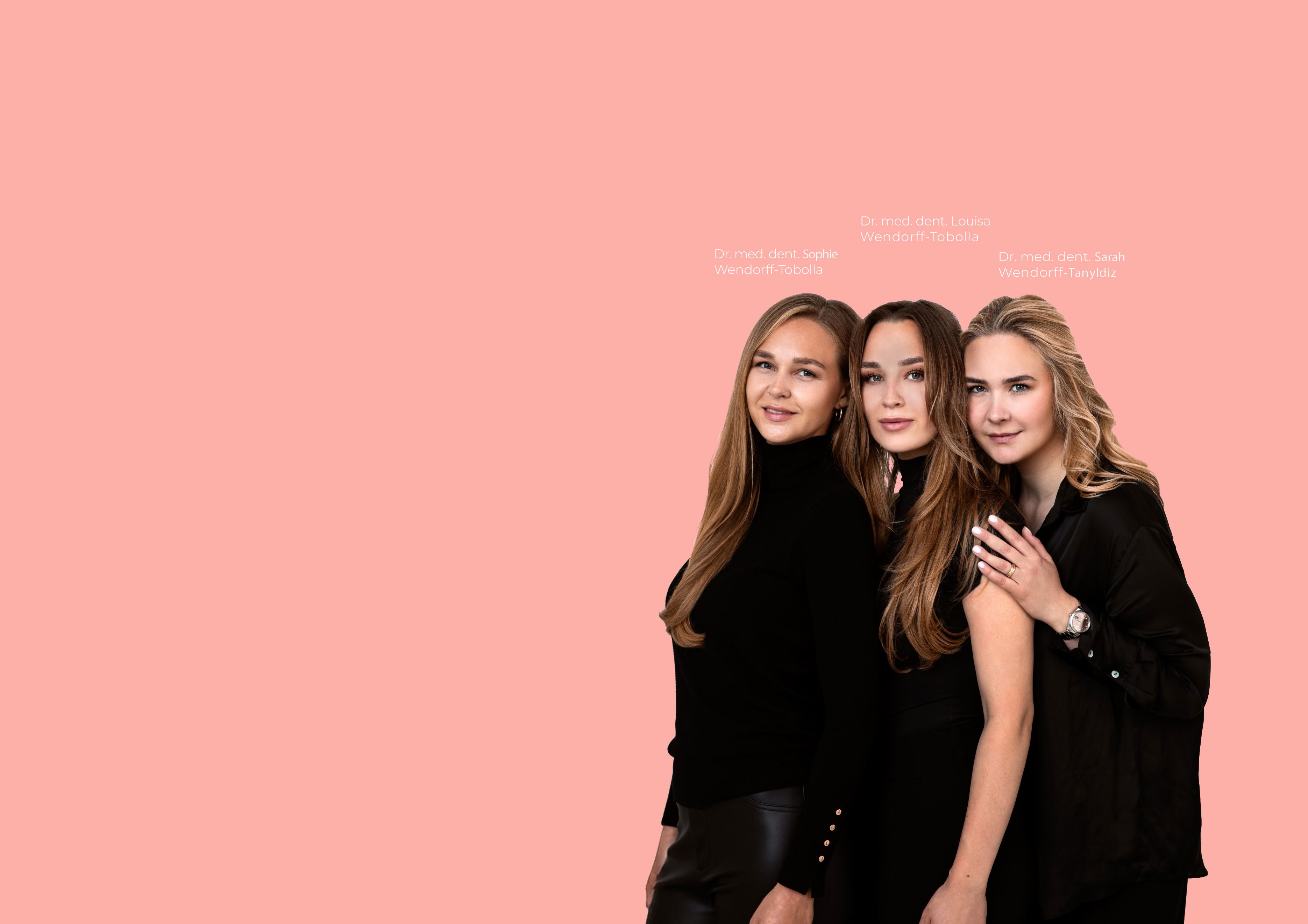 Close-up portrait of the founders of ZMM, Sophie, Louisa and Sarah infront of a beige bg.