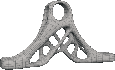 Ein 3D-Drahtgittermodell (Rendering) von einem Bauteil