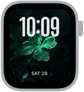 A selection from neon clover Apple Watch face collection