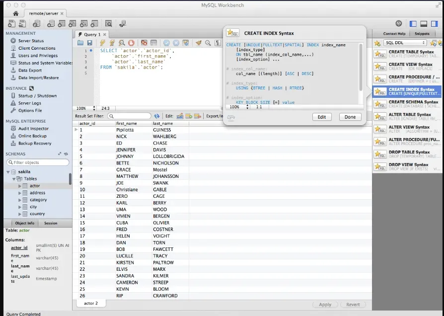 The MySQL Workbench migration view.