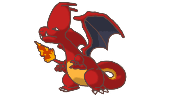 Caricature du Pokémon Dracaufeu