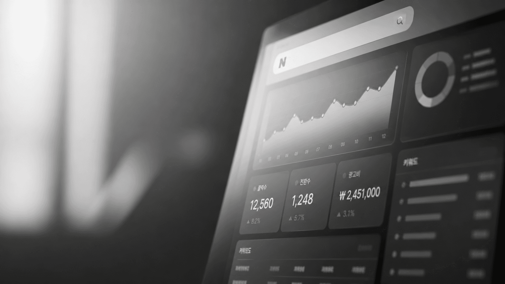 Close-up of search analytics data on a screen