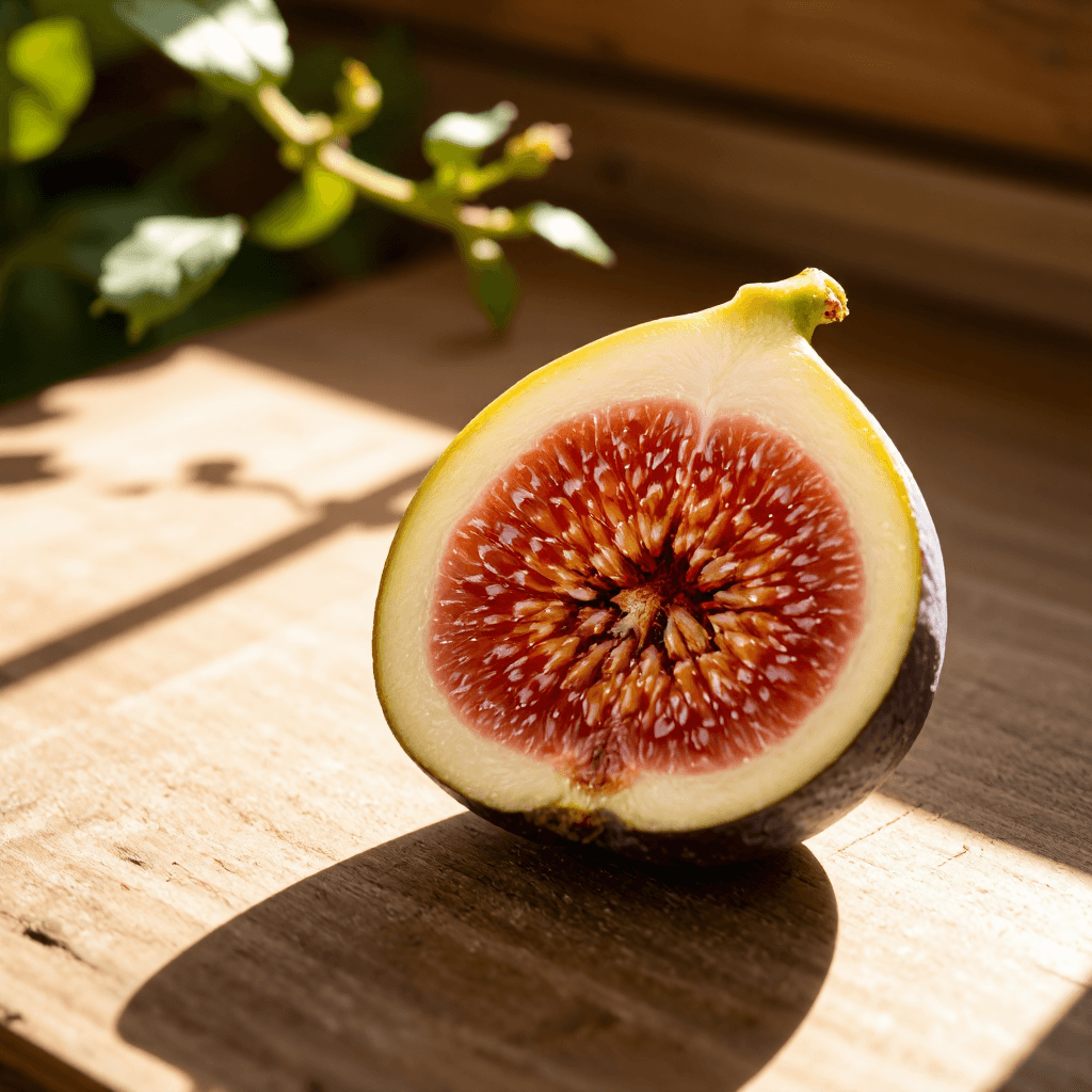 product photography of a half of a fresh fig