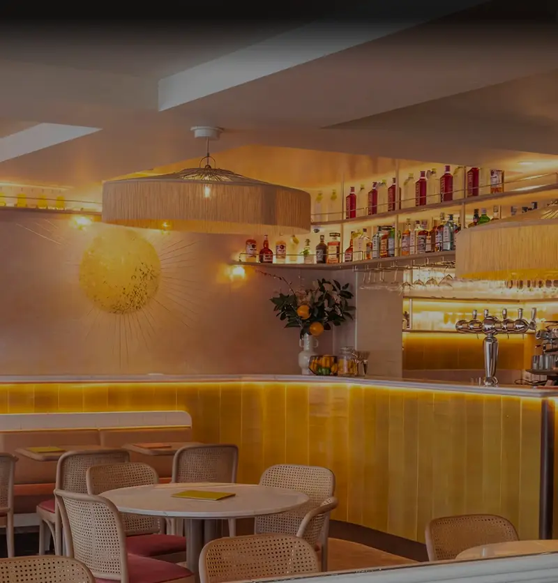Background picture of the hero section ; the restaurant's bar