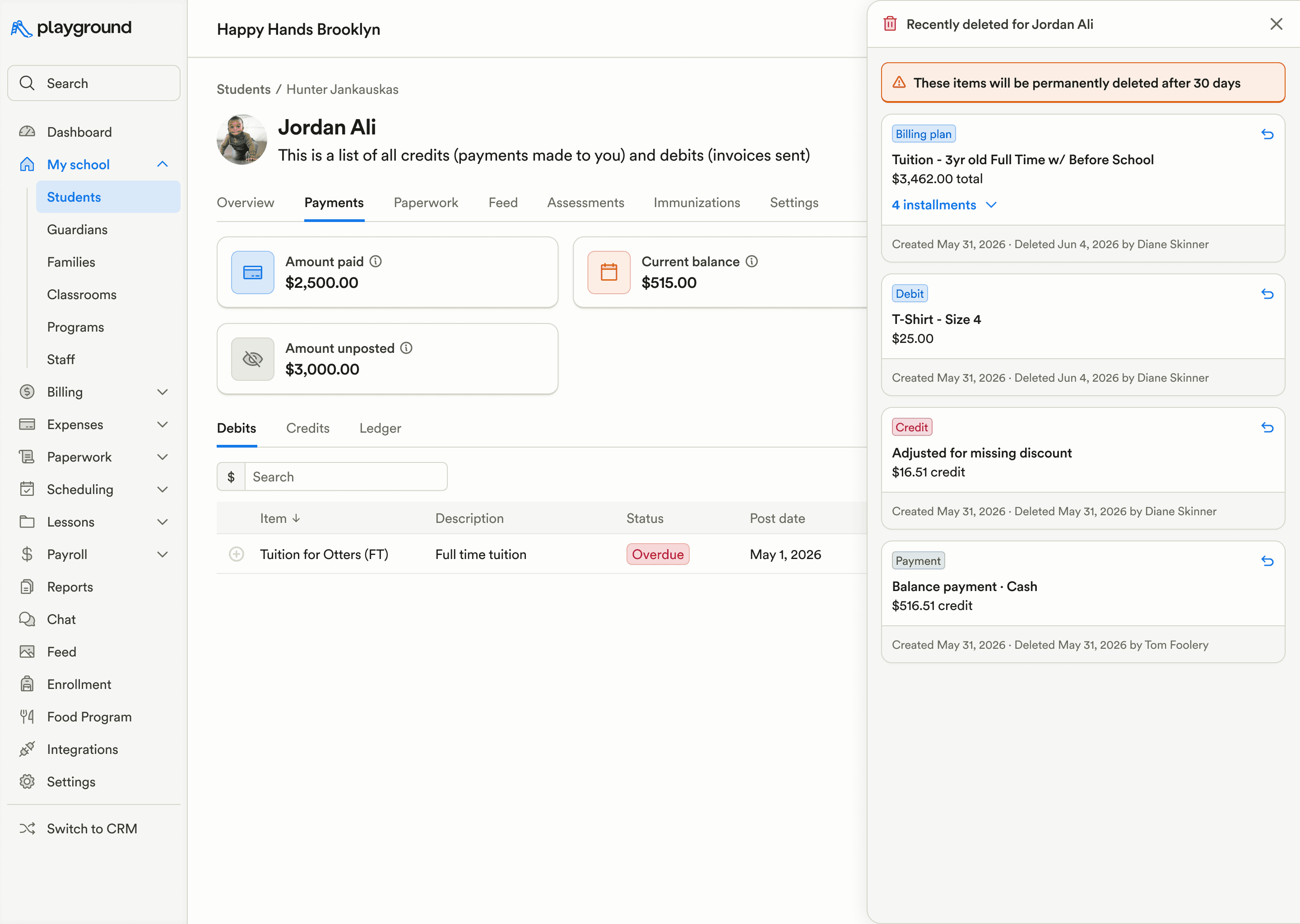 Restore billing
