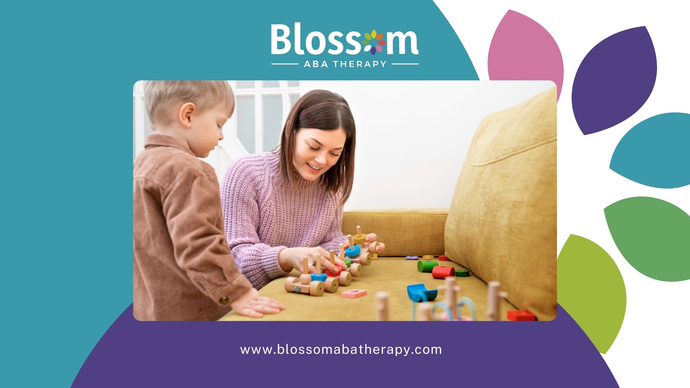 Young child learning through toys in an ABA therapy session with therapist.