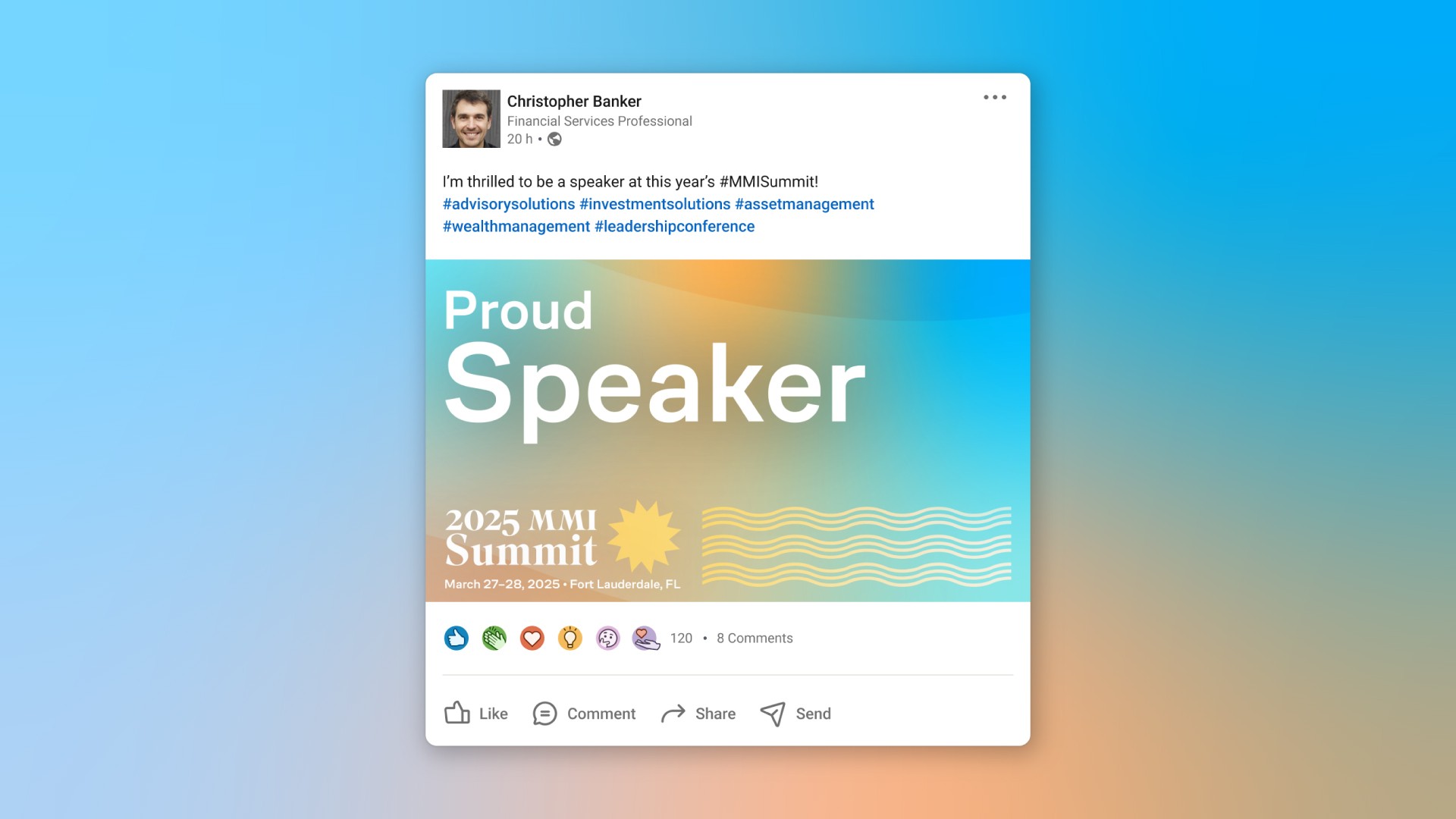 2025 MMI Summit LinkedIn Mockup: Proud Speaker