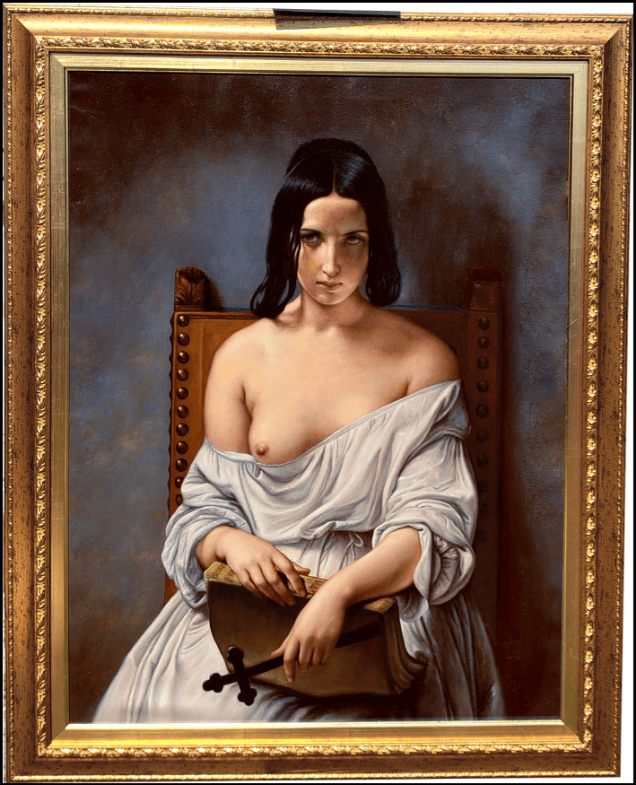 La Meditazione di Francesco Hayez, riproduzione dipinta a mano ad olio su tela, copia d'autore di qualità museale - Atelier della Copia d'Autore