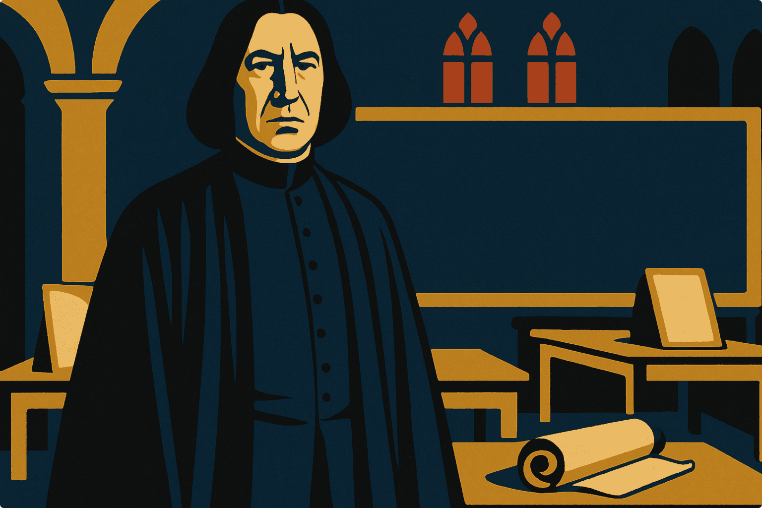 Professor near table