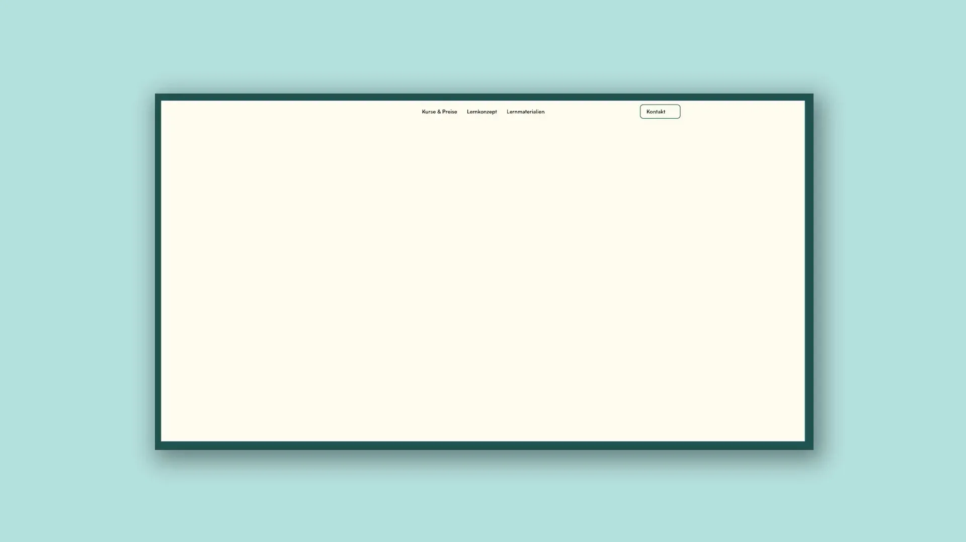 Ein Bild von einem beigen Rechteck mit einem dunkelgrünen Rahmen auf einem türkisen Hintergrund.
