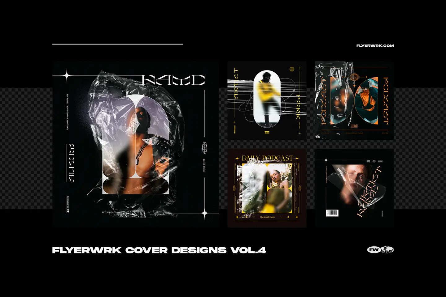 Overview grid of five artistic cover design templates volume four for music and media promotion