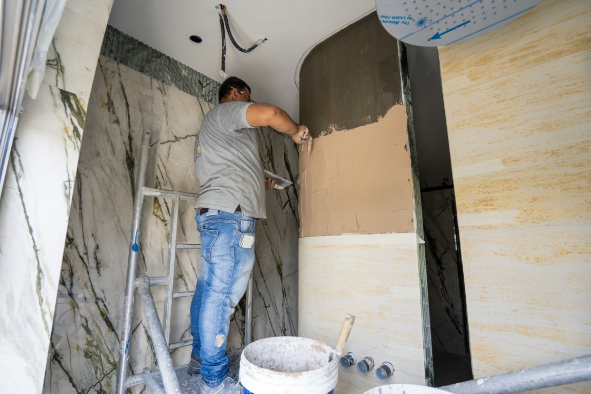 Installing Flexible Travertine