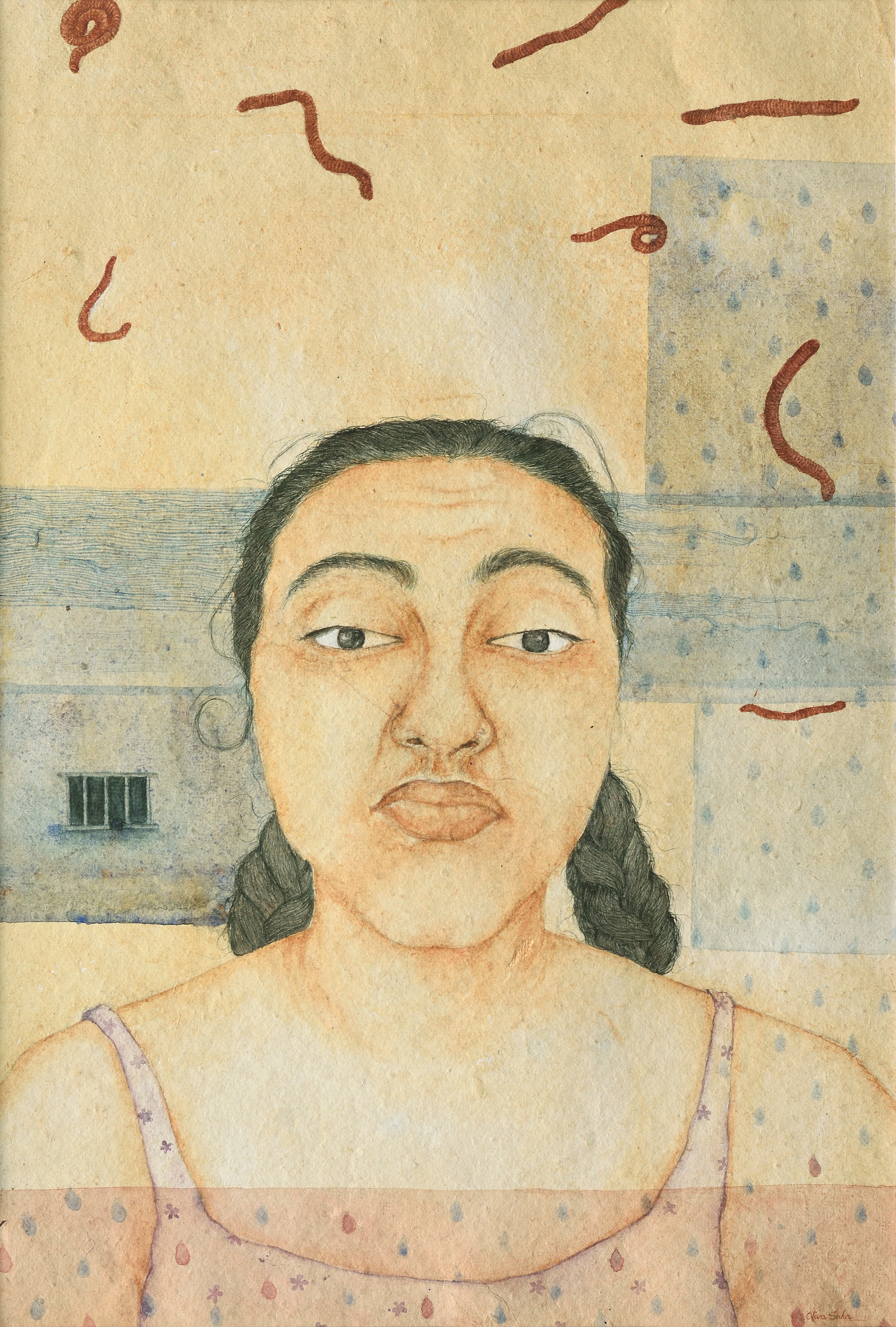 herd of sheep on road painting