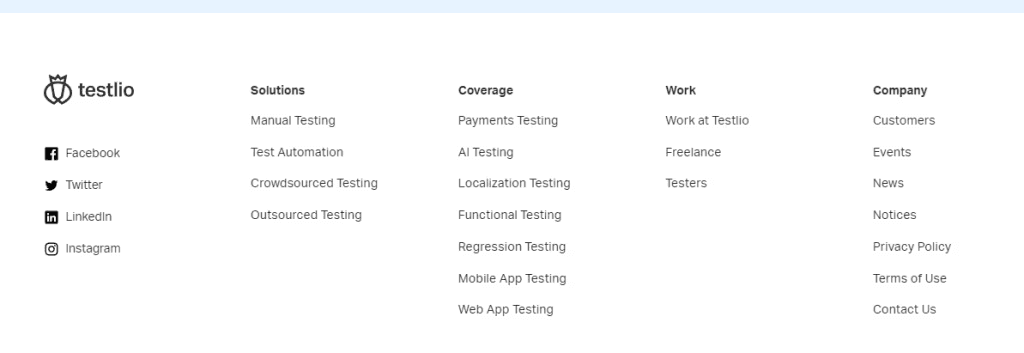 testlio website footer