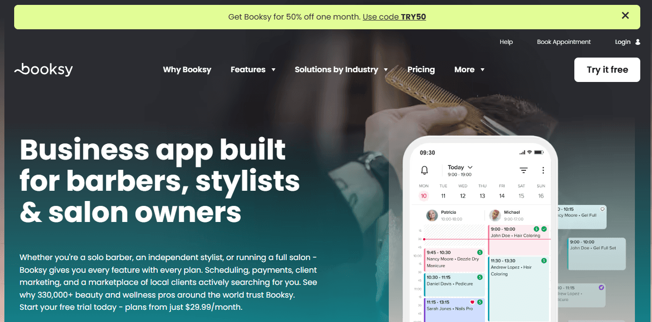 Booksy homepage