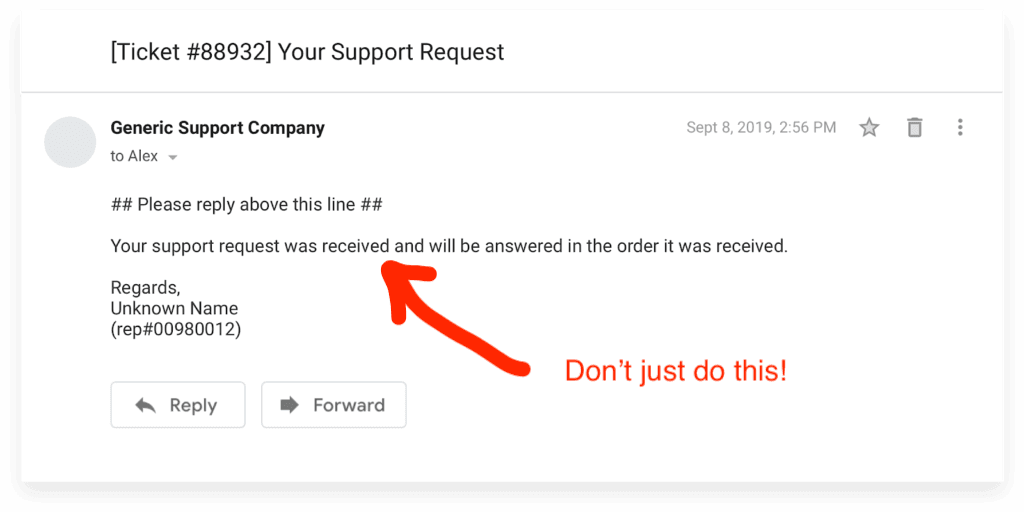 What not to to do when acknowledging an email