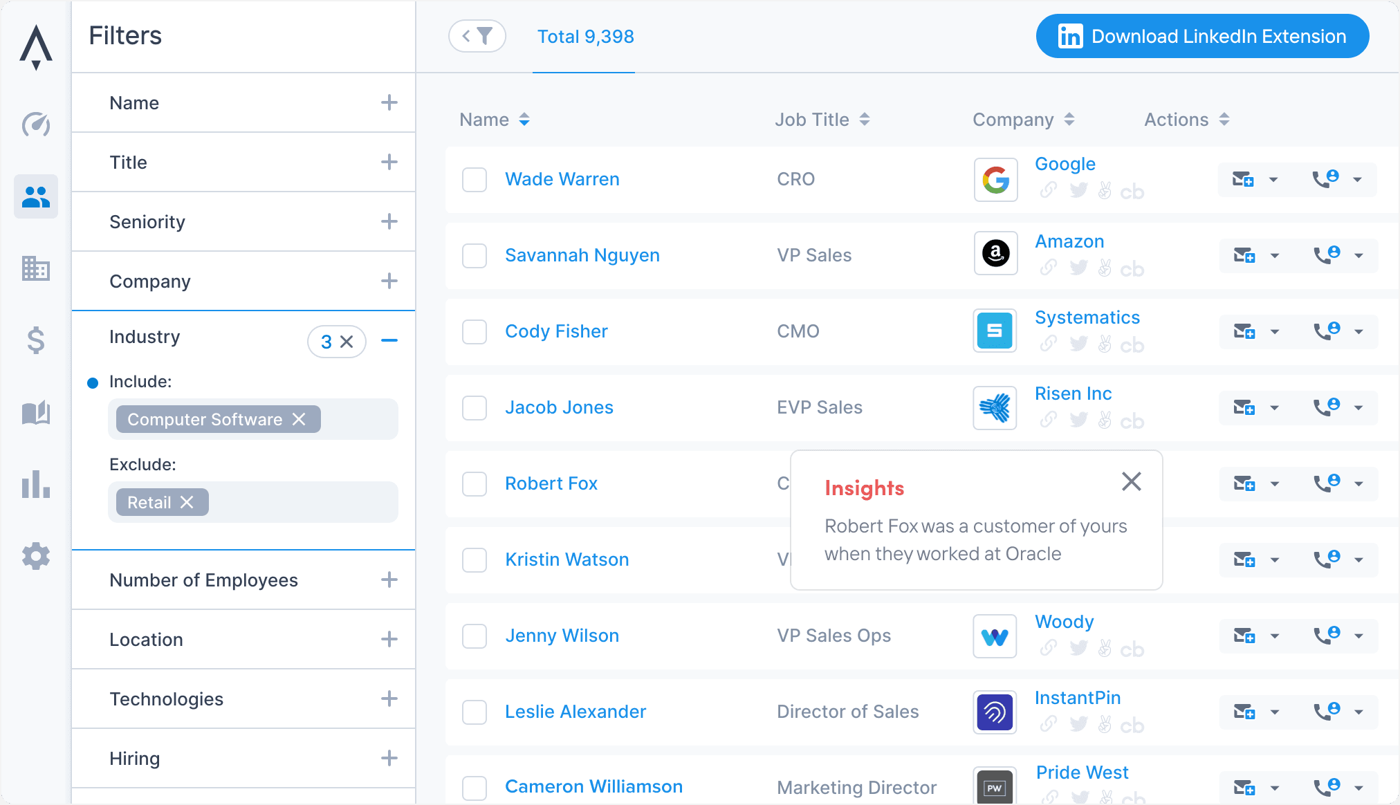 Apollo.io:  Best for Sales Intelligence and Prospecting