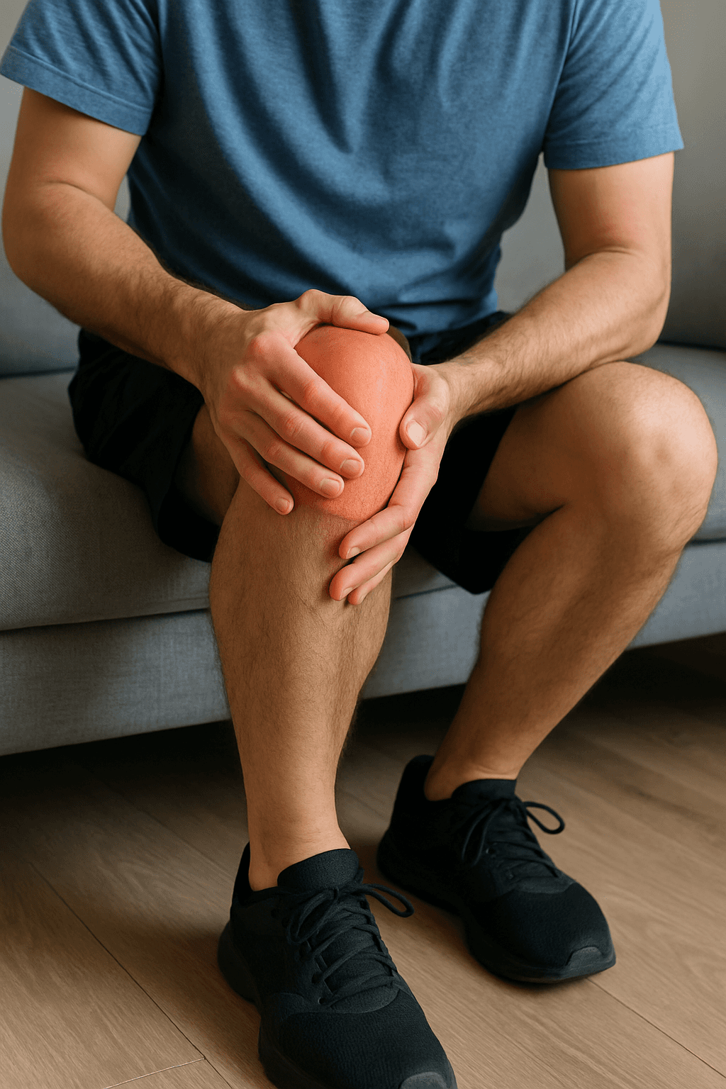 Seated man knee hurts