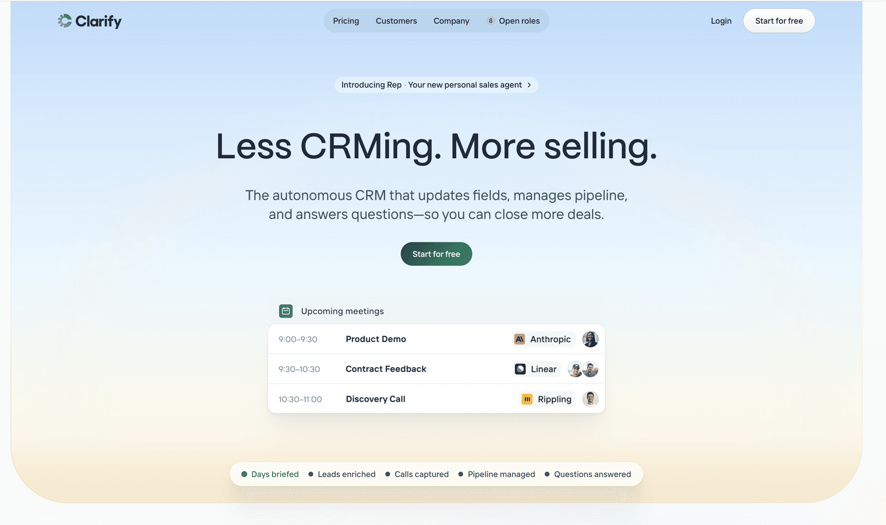 Clarify AI CRM Review landing