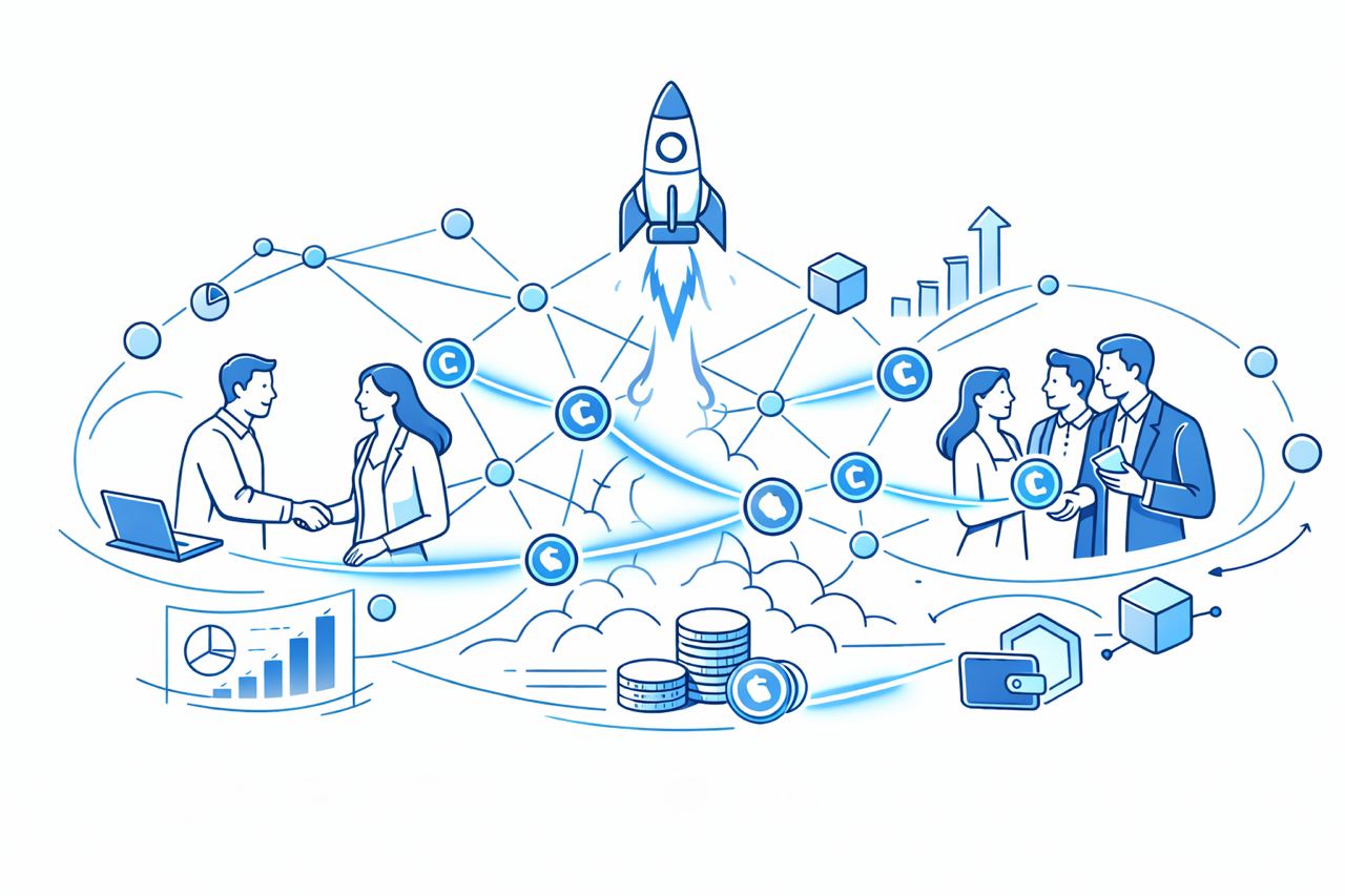 Illustration that shows the sophisticated mechanism with many steps to attracts funds to Web3 projects