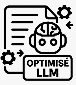 Icône optimisation contenu LLM GEO intelligence artificielle structure données modèles