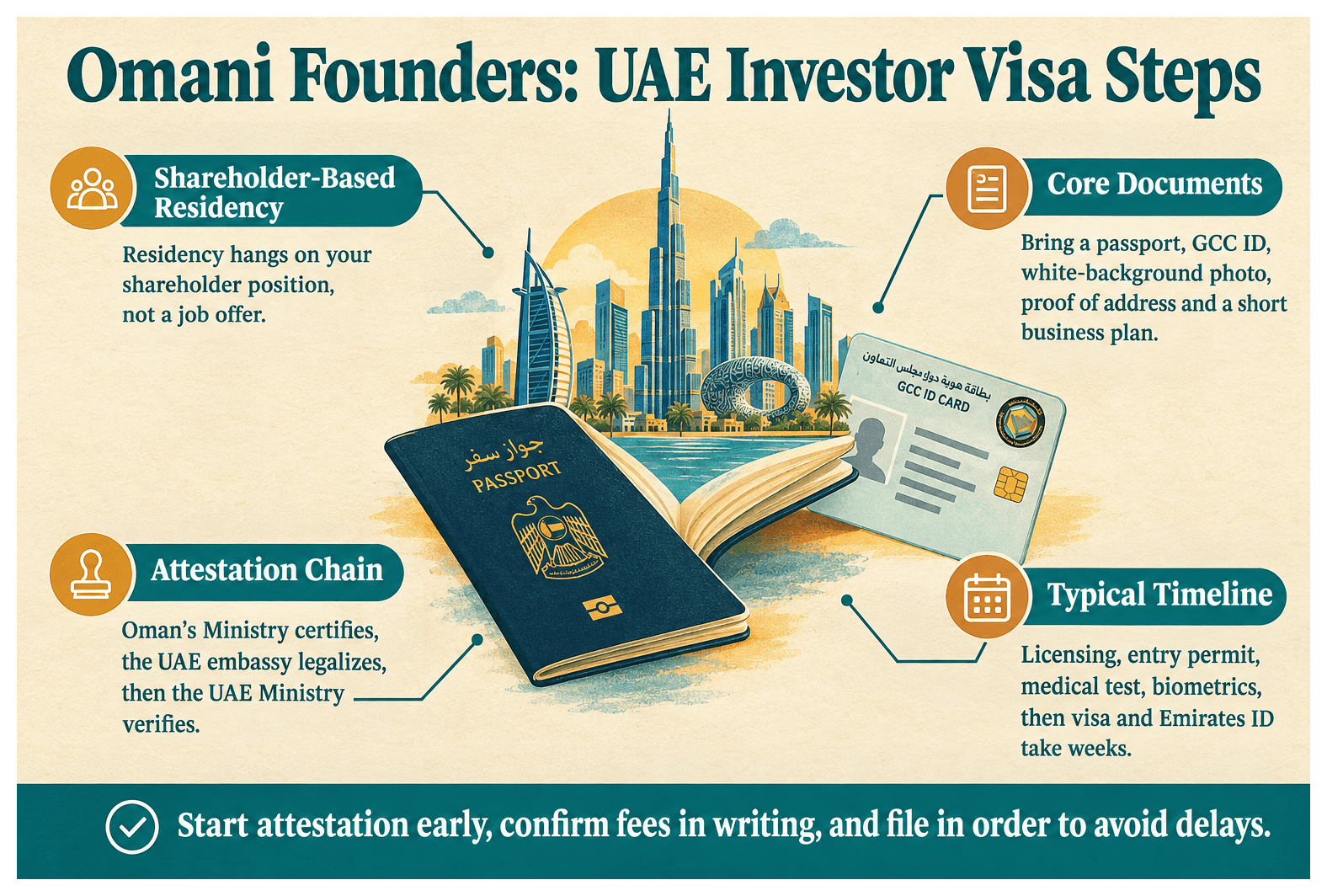 Infographic: UAE Investor Visa for Omani Nationals: Cost and Steps