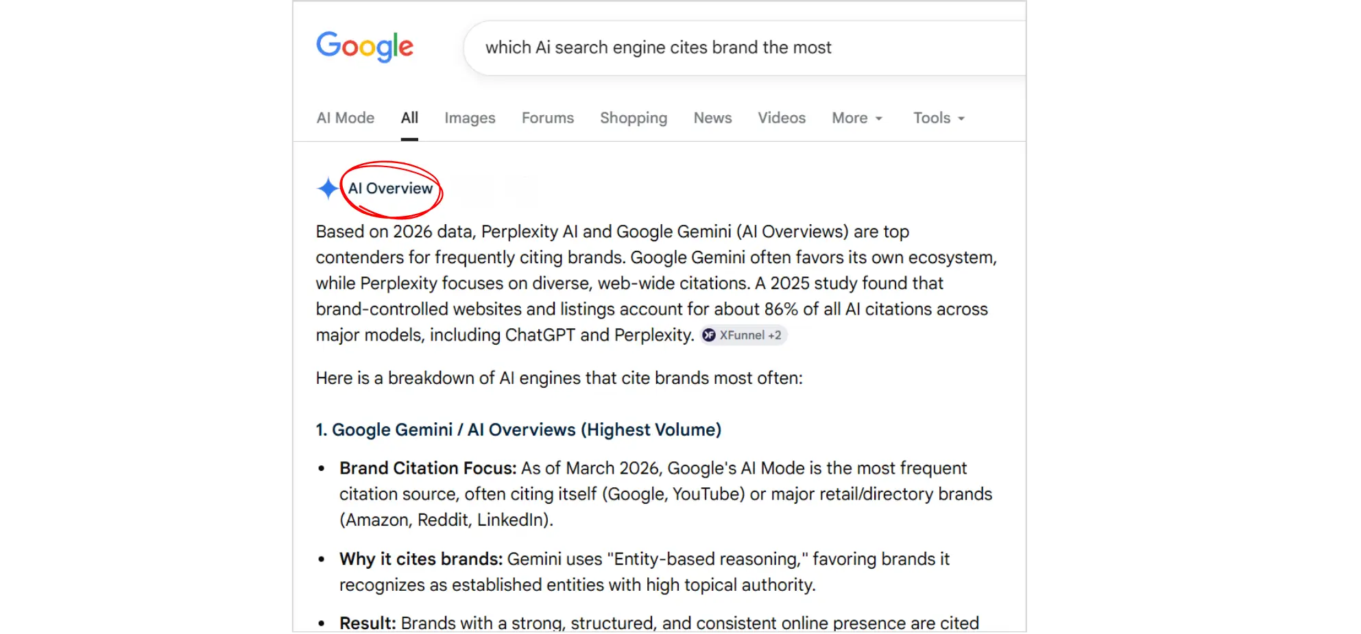 Google search results page showing AI Overview appearing at the top
