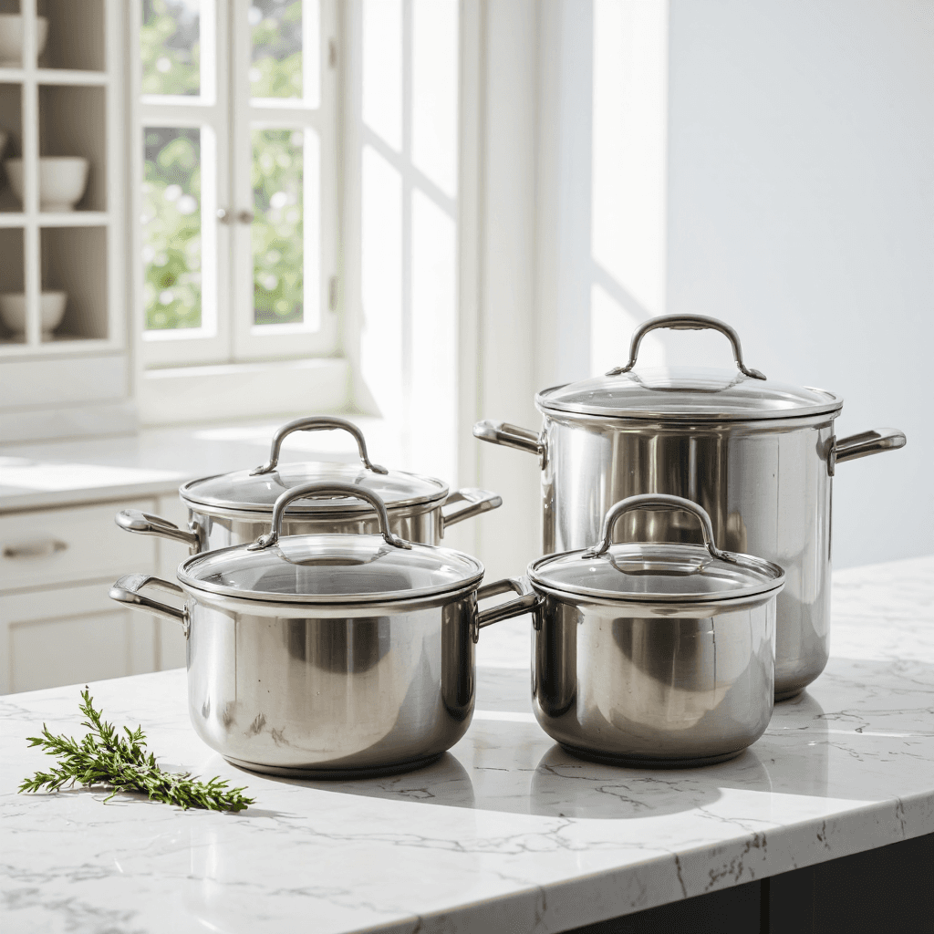 product photography of set of cooking pots