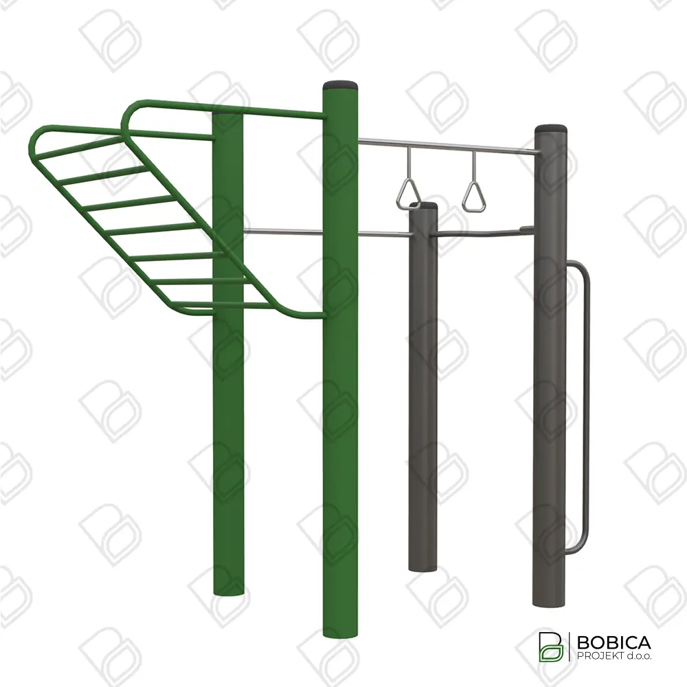 Multifunkcionalna čelična sprava za street workout s ljestvama i šipkama za zgibove – profesionalna oprema za vanjska igrališta – BOBICA PROJEKT