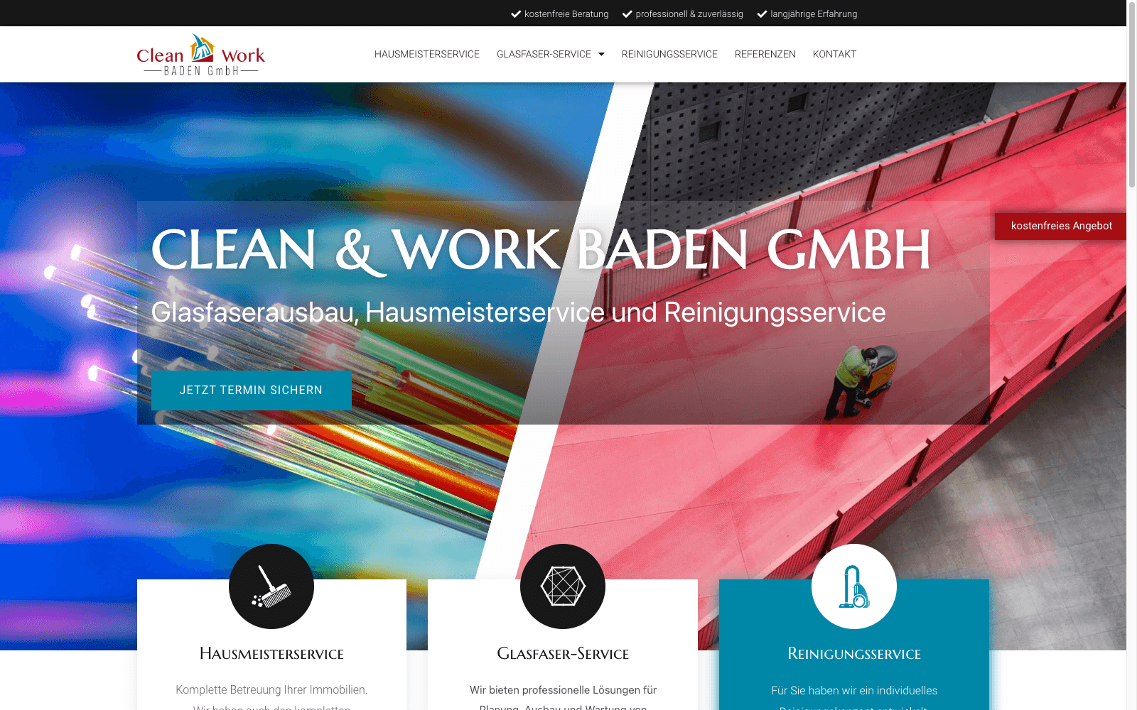 Webseite von Clean und Work Baden-Baden