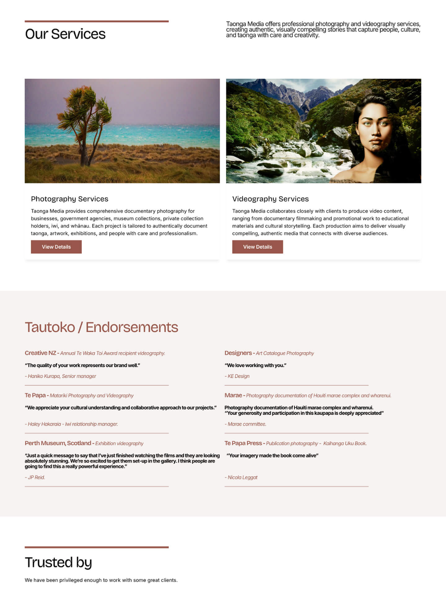 Screen capture of a website design for a gym