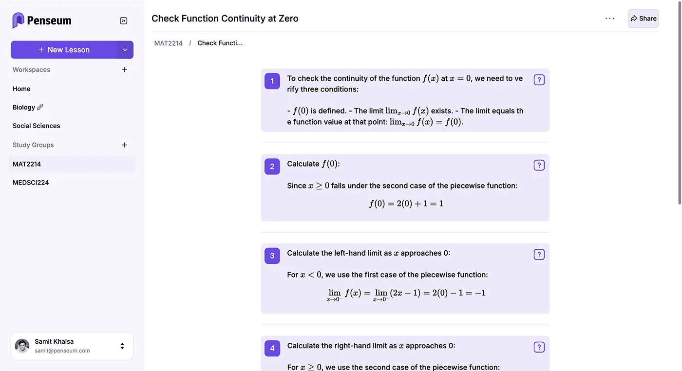 Penseum's App Interface
