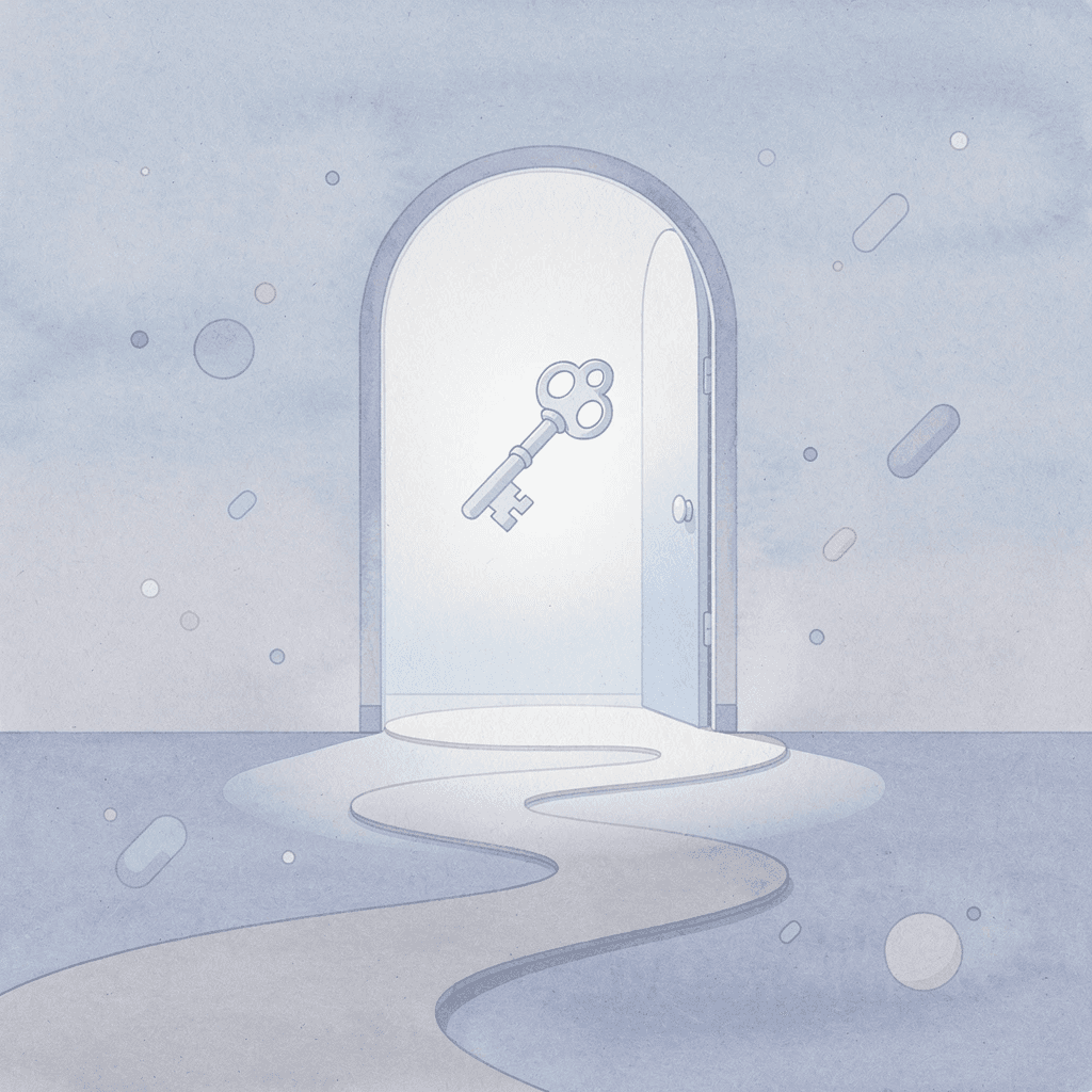 Scene of a child at the threshold of a gateway, representing the moment of hesitation before joining a group