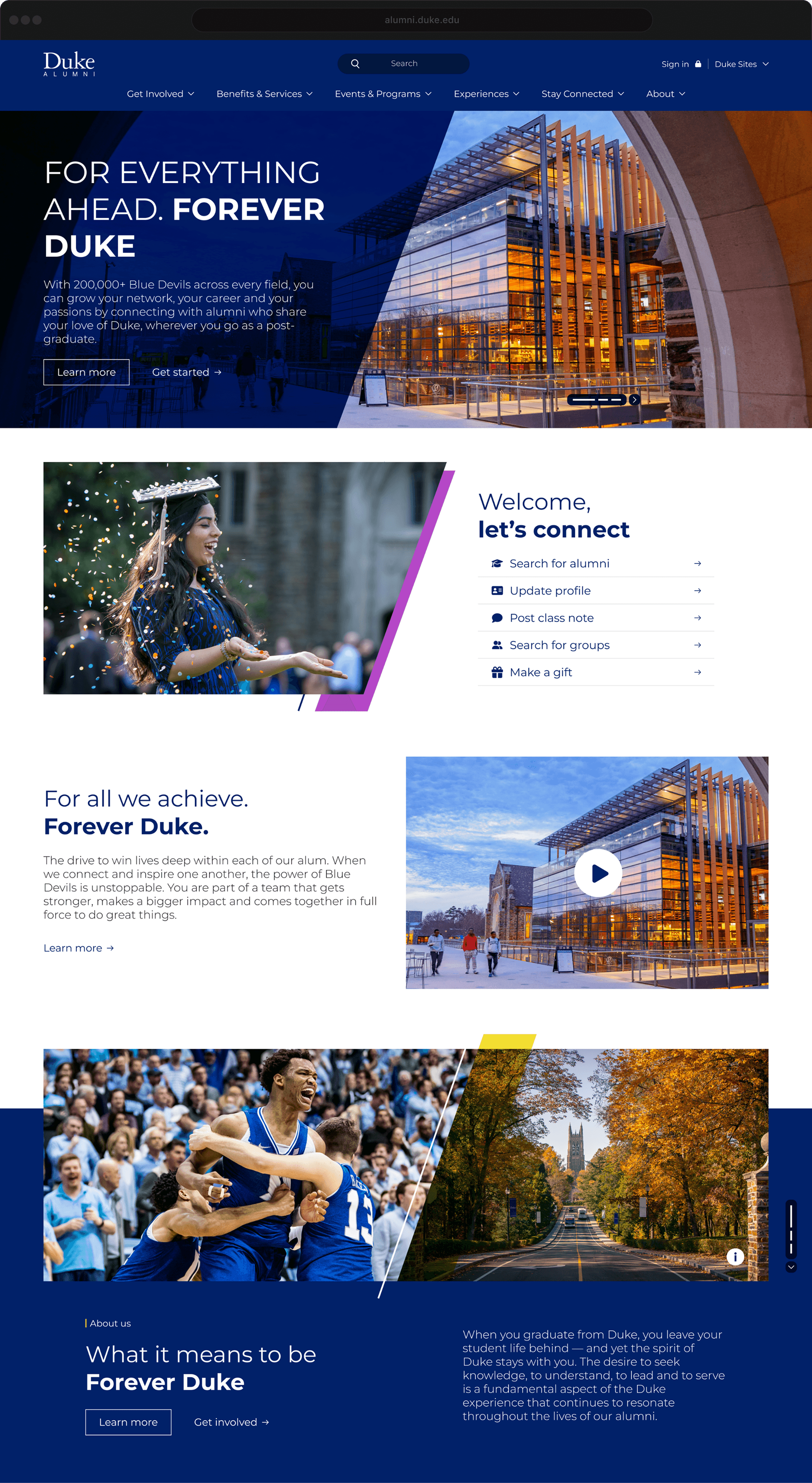 Screenshot of Duke Alumni Website