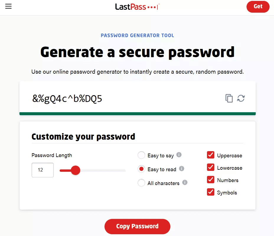 Secure Password on LastPass