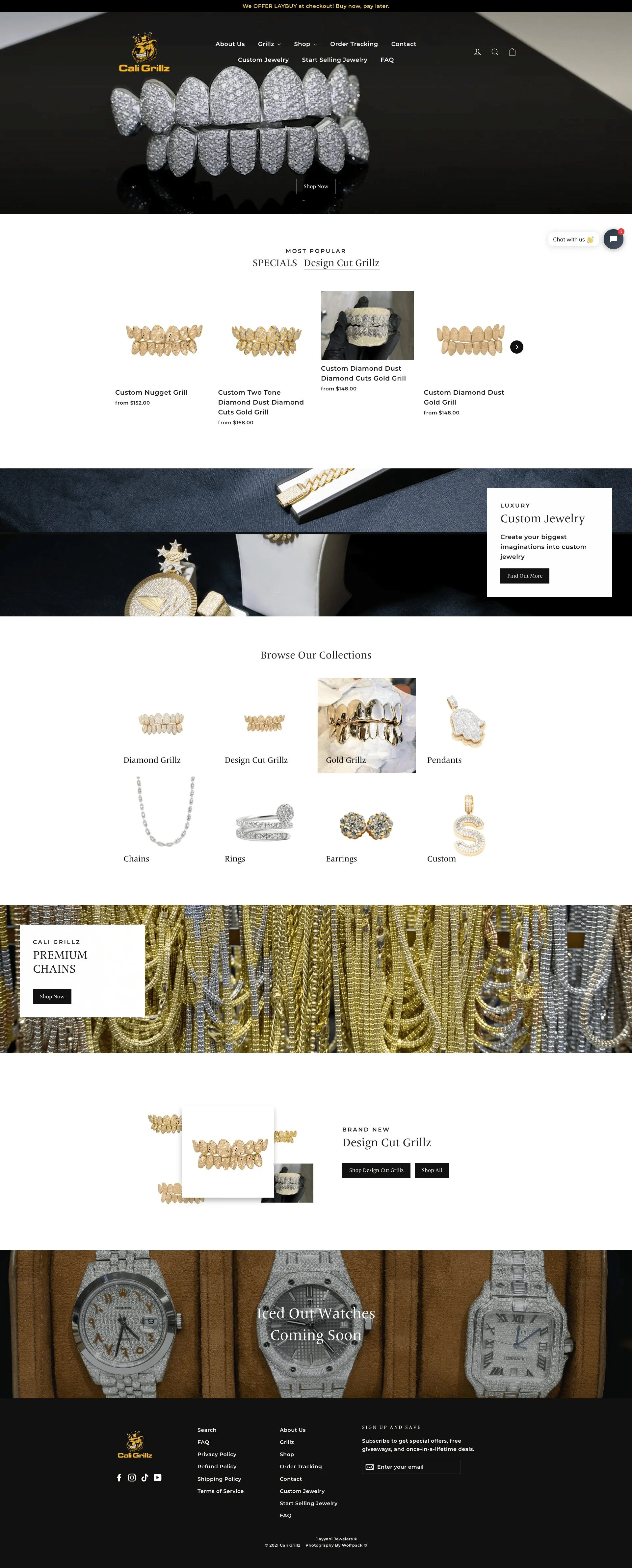 home page for caligrillz website developed & designed by Dreams Agency Mississauga, Ontario