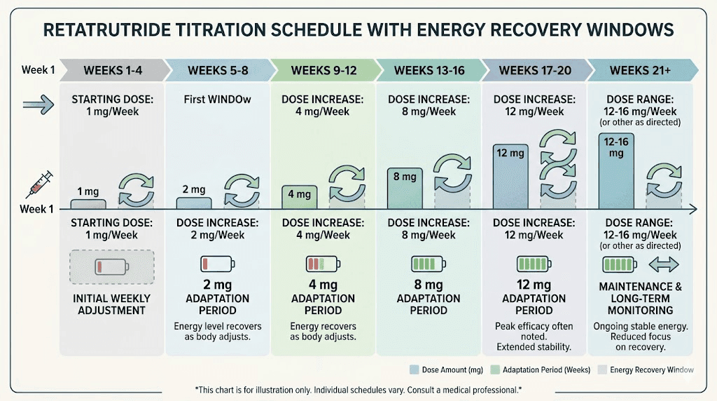Retatrutide slow titration schedule for minimizing fatigue during dose increases