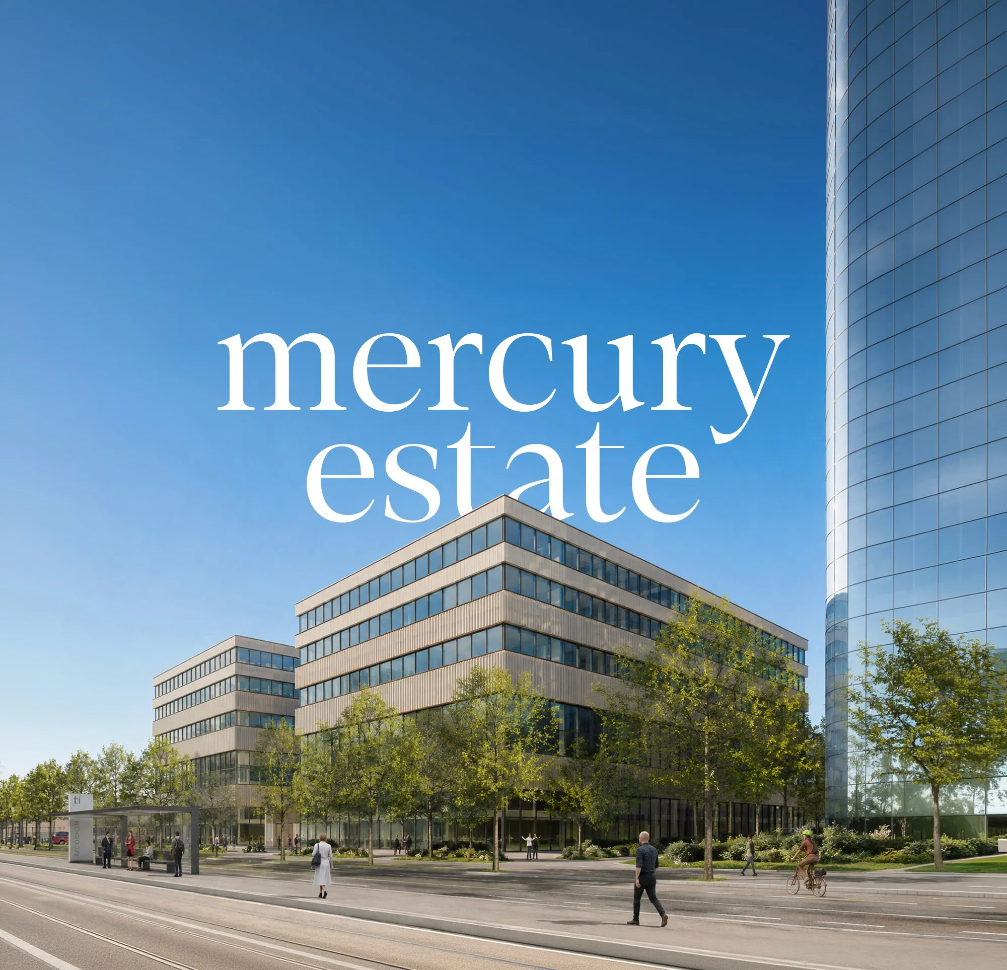 Header image of a building and “mercury estate” text