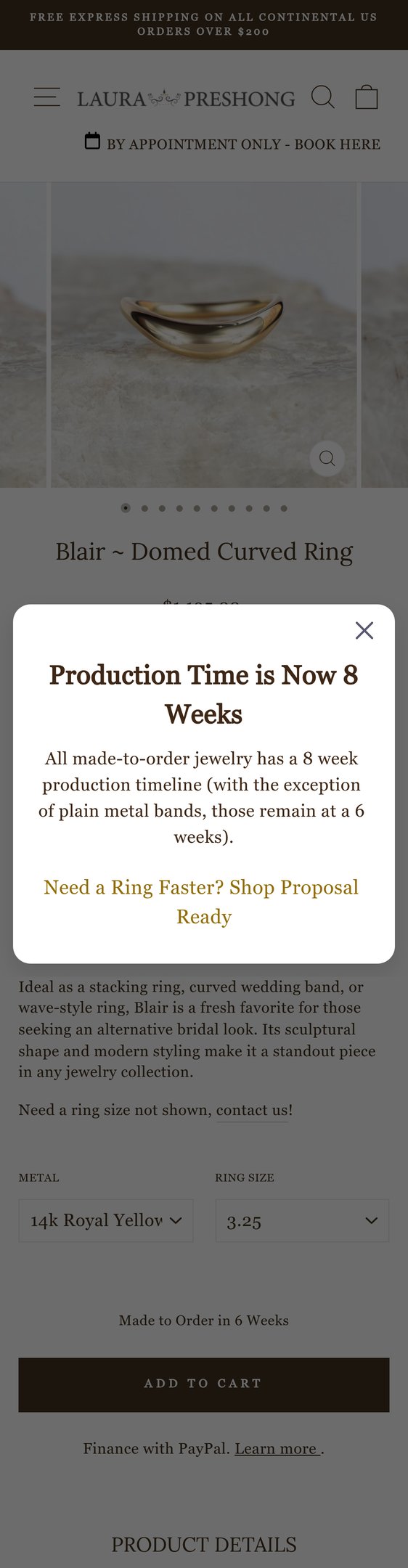 Jewelry product options include: ring for Blair ~ Domed Curved Ring from Laura-Preshong-Jewelry.