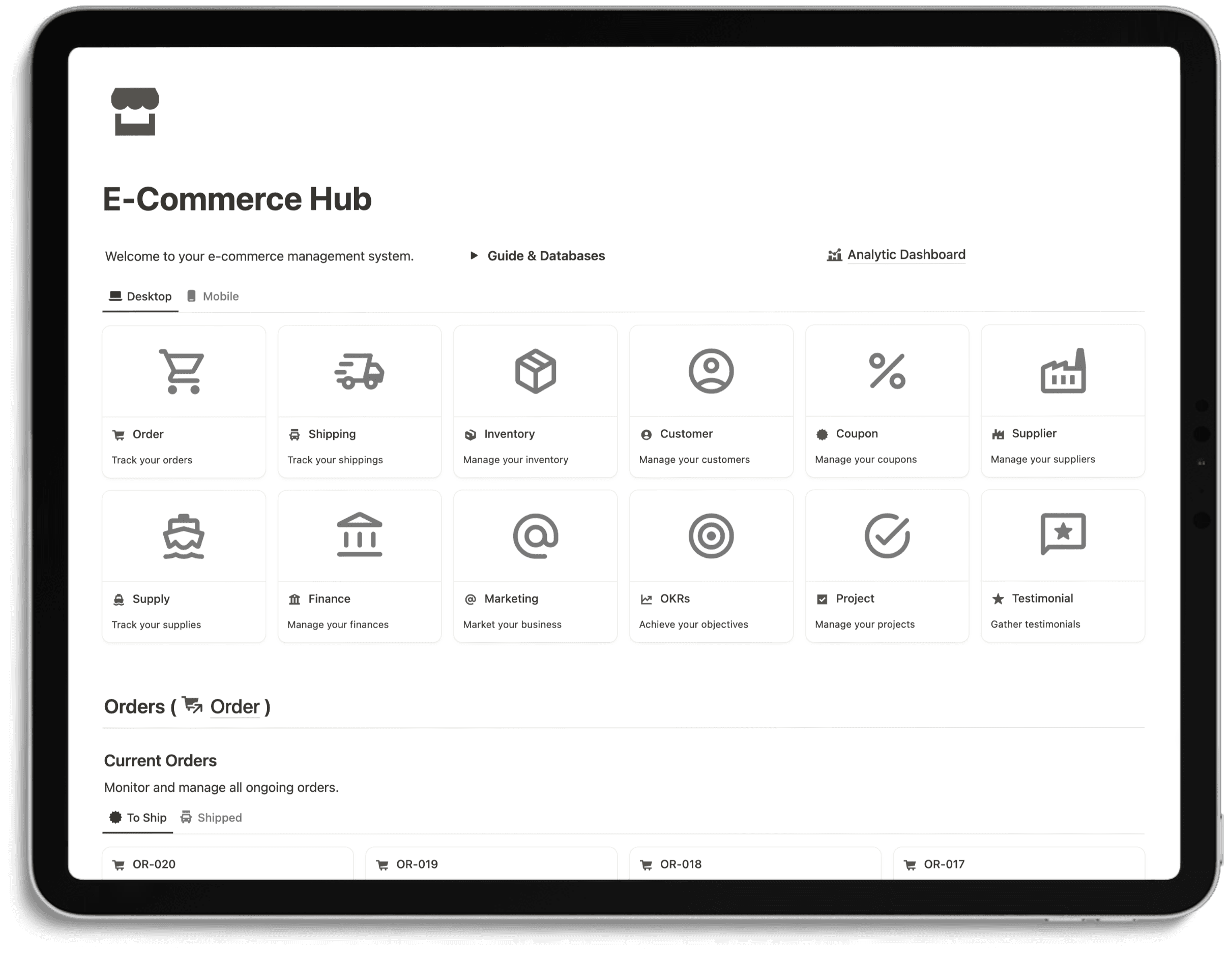 Notion E-Commerce Hub