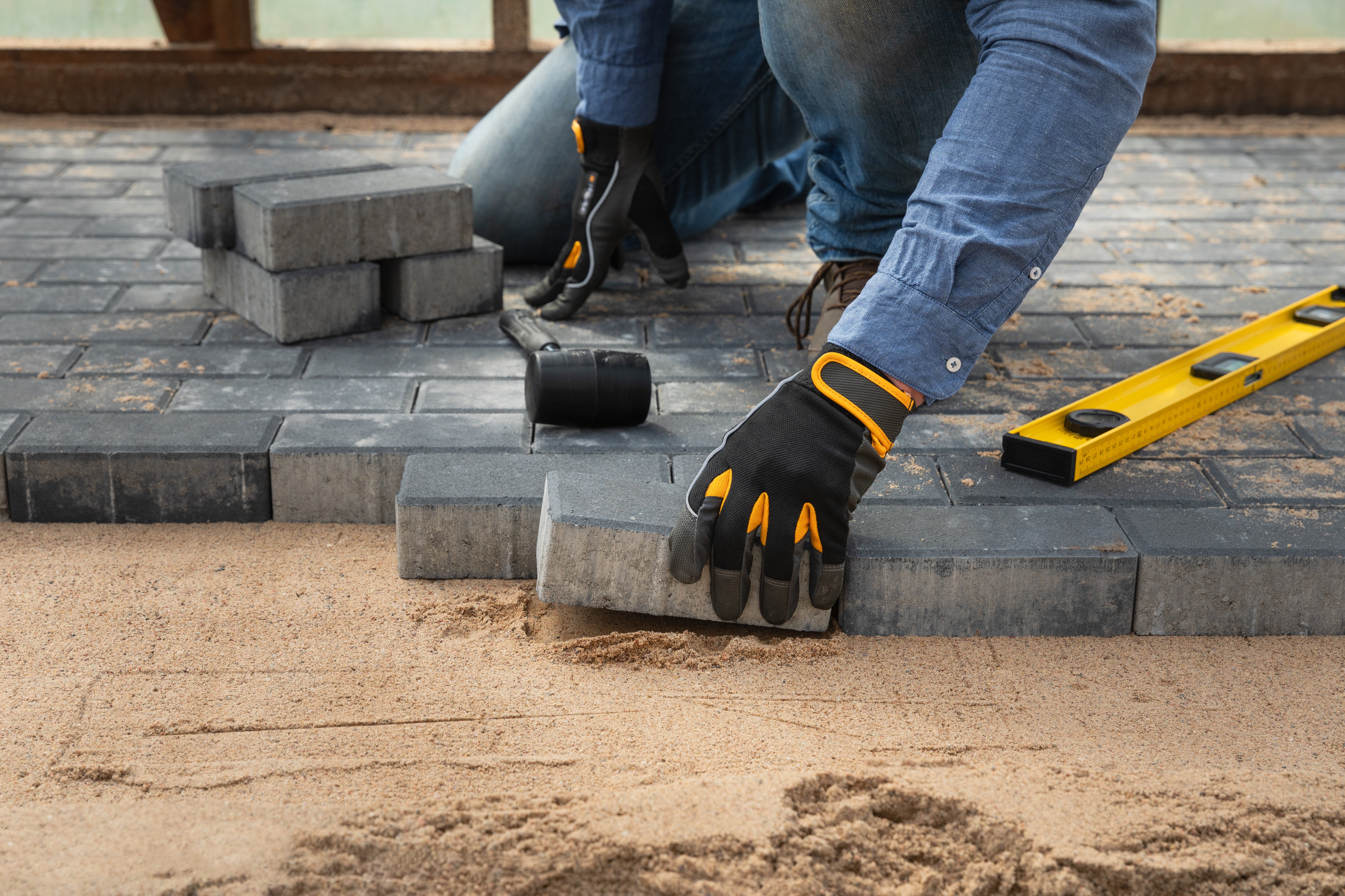 External works and paving installation as part of land development and site infrastructure works