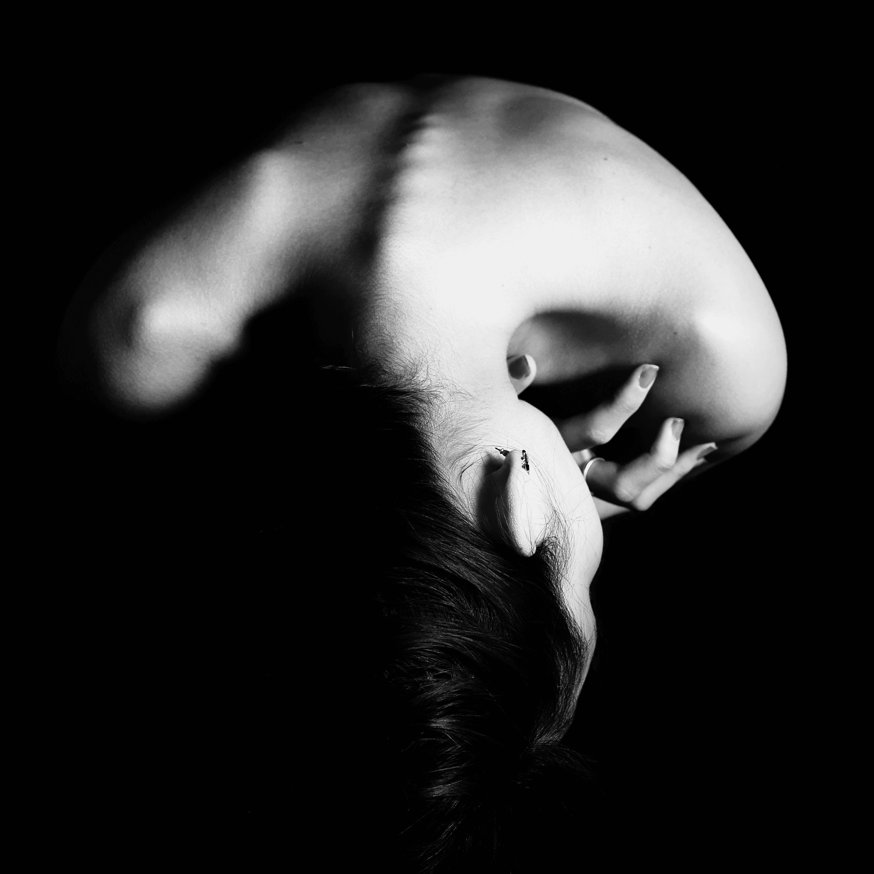 greyscale photography of naked woman