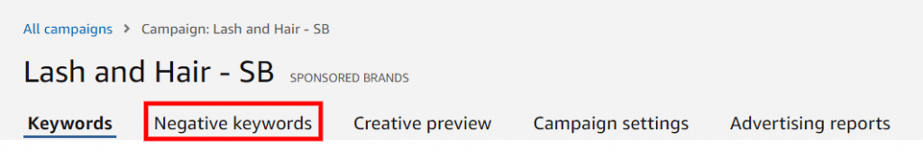 Negative Keywords in Sponsored Brands
