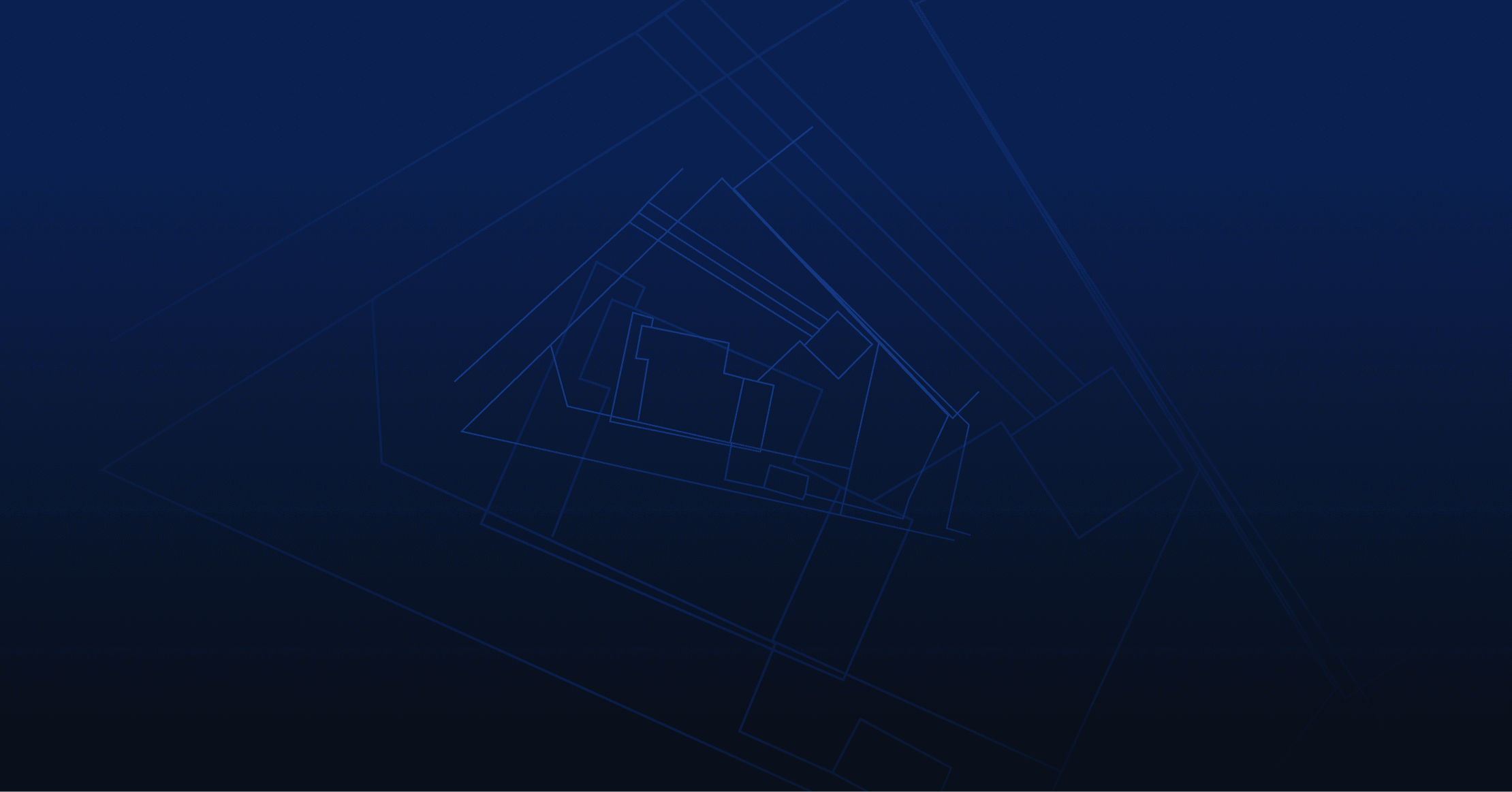 Dark blue and black gradient with overlaid line image representing a site plan