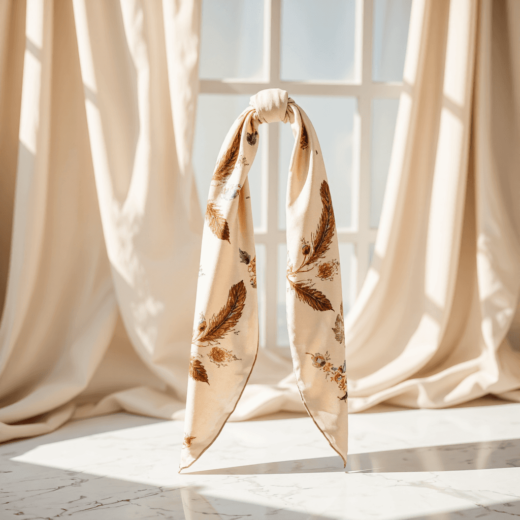 product photography of a decorative silk scarf