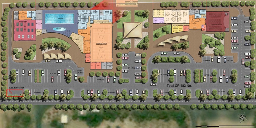 Site plan showcasing luxury commercial development by SpaceLineDesign.