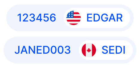 SEC EDAR CIK number and Canadian SEDI number