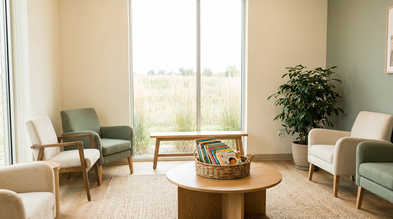 A family waiting area in a small town dental practice