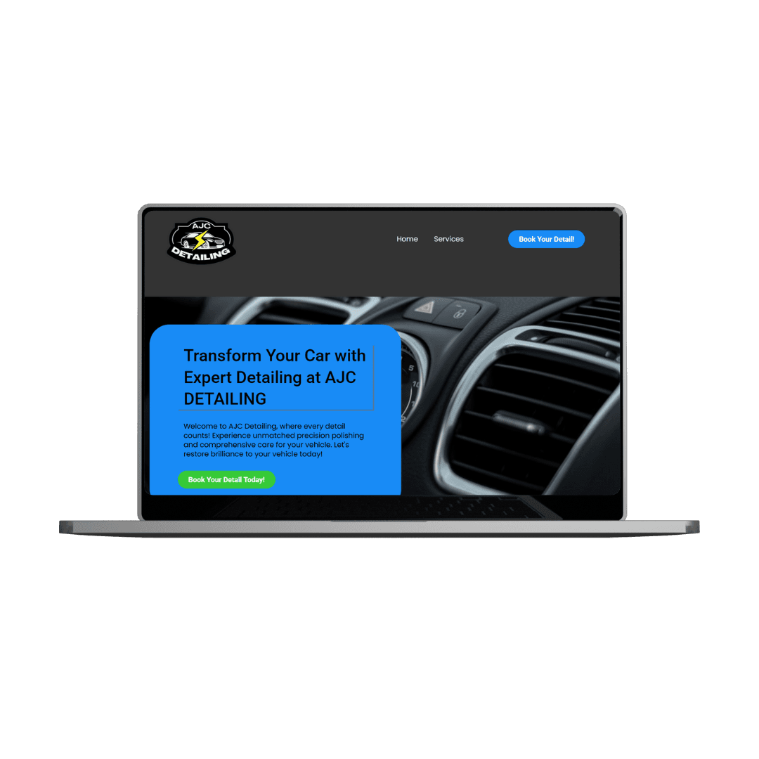 A template image showing a website for ajc detailing.